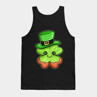 Shamrock Wearing Red Beard and Green Hat For Saint Paddys Tank Top